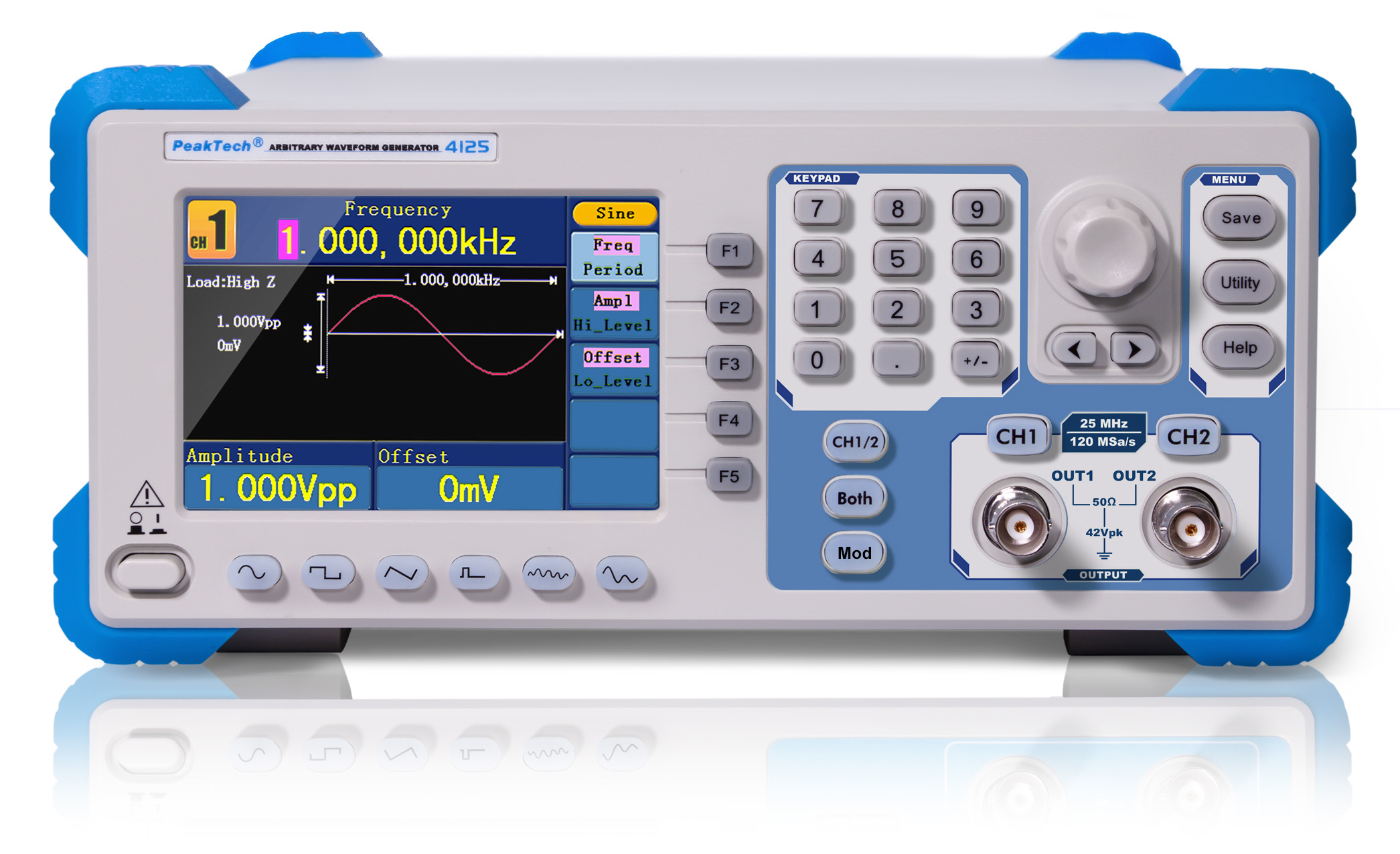 «PeakTech® P 4125» Generador de Funciones 2 Canales 1µHz-25MHz | P 4125